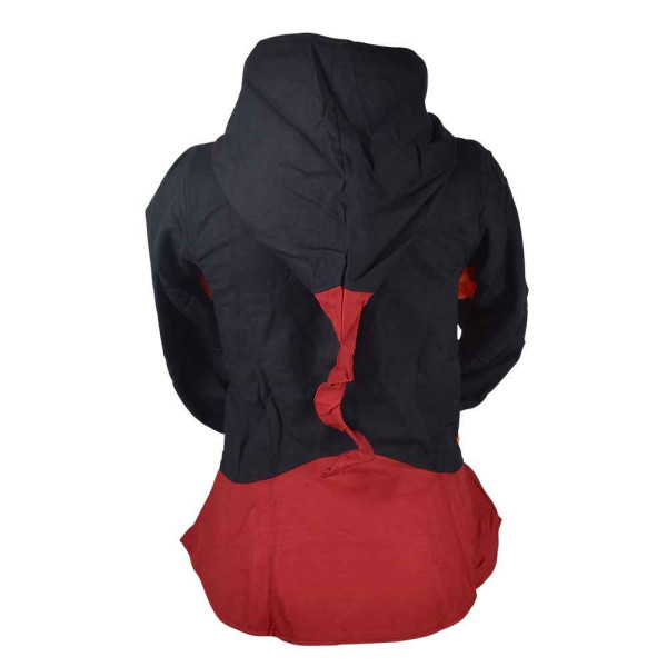 Veste Ethnique Capuche Lutin Noir et Rouge