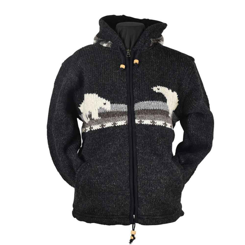 Veste Bhota Laine Épaisse Anthracite Veste Bhota Laine Épaisse Anthracite