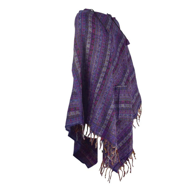 Poncho Femme Hatiya Motif Cachemire Mauve