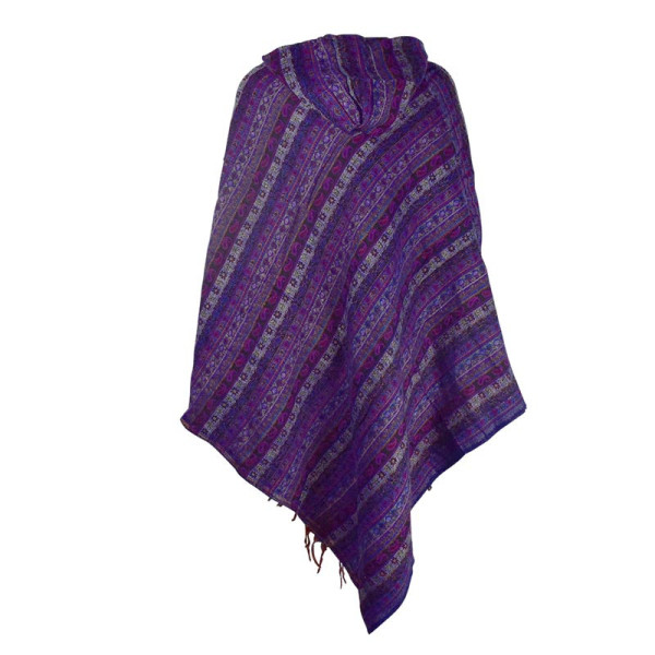 Poncho Femme Hatiya Motif Cachemire Mauve