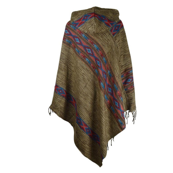 Poncho Femme Turang Graphique Ton Brun