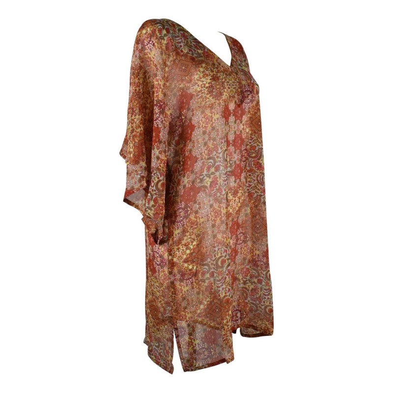 Caftan Konje Georgette Imprimé Rouge