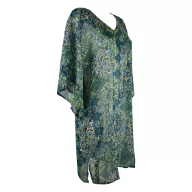 Caftan Plage Konje Georgette Imprimé Émeraude