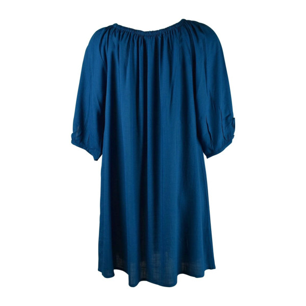 Robe Courte Marda Fluide Unie Bleu