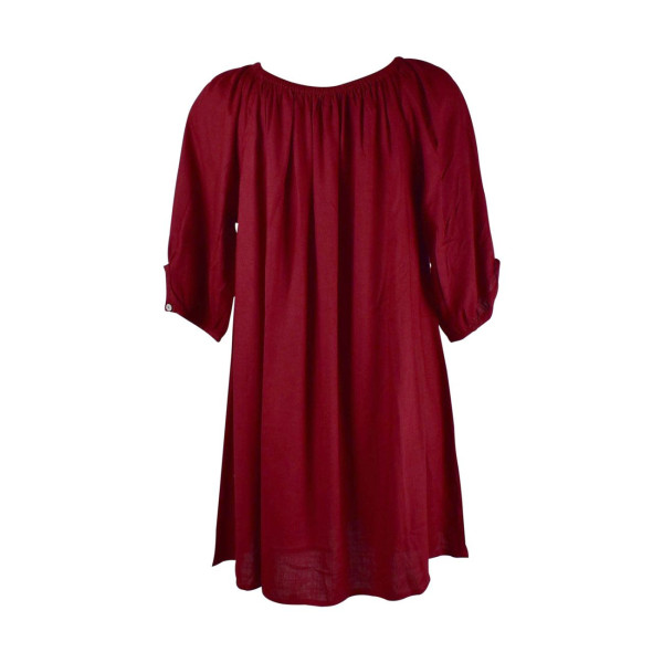 Robe Courte Marda Fluide Unie Bordeaux