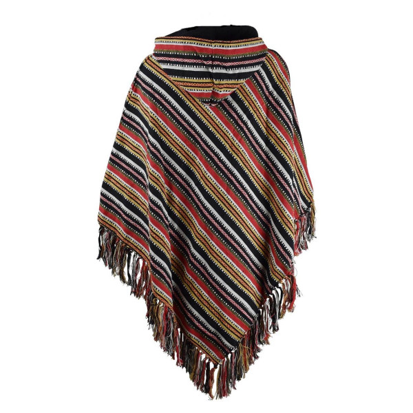 Poncho Valmiki Coton Artisanal Rayé