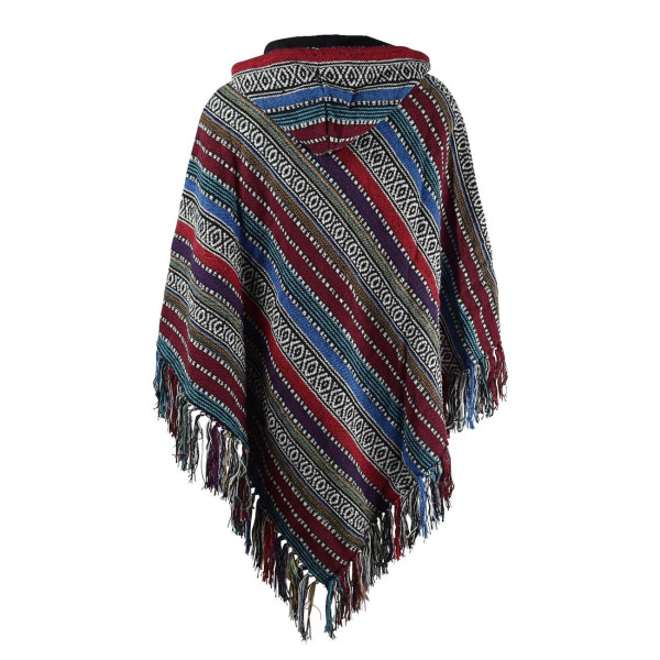 Poncho Valmiki Coton Artisanal Rayé Large