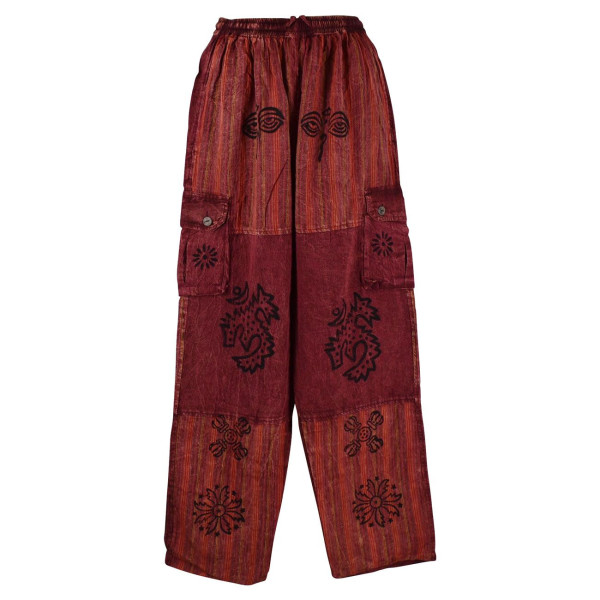 Pantalon Homme Tangla Stonewash Coton Bordeaux