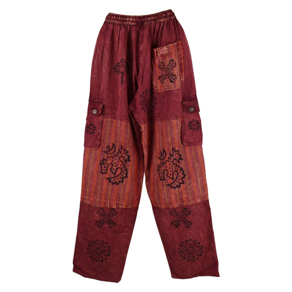 Pantalon Homme Tangla Stonewash Coton Bordeaux