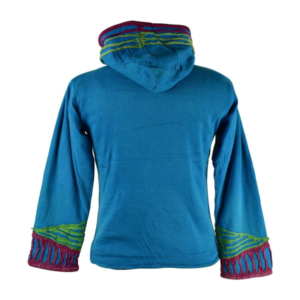 Sweater Mokie Jersey Délavé Turquoise Et Polaire