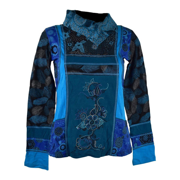 Tee-Shirt Jersey Sitla Col Montant Bleu