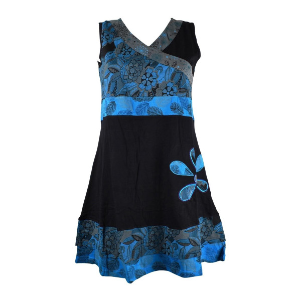 Robe Courte Jamti Imprimé Floral Bleu