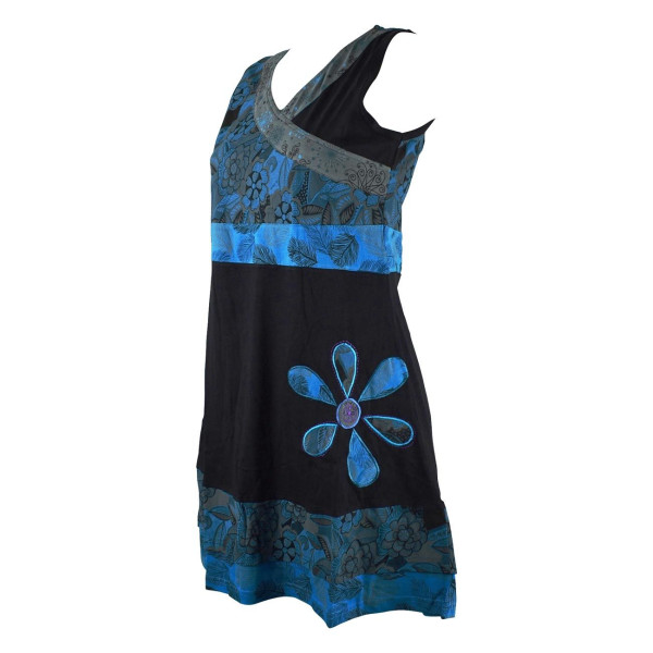 Robe Courte Jamti Imprimé Floral Bleu