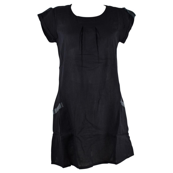 Robe Courte Jabra Coton Khadi Uni Noir