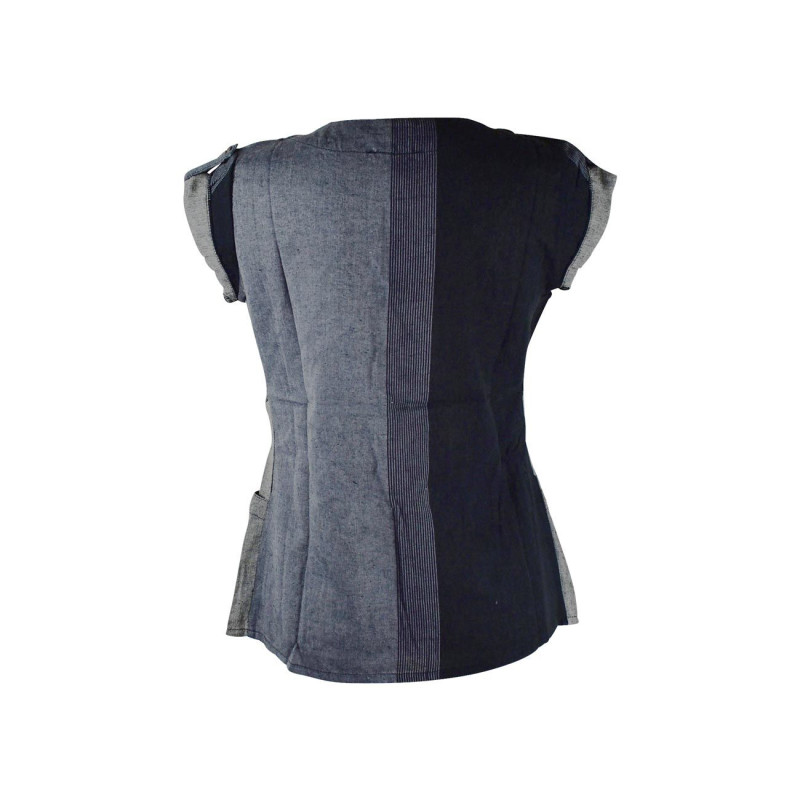 Blouse Coton Artisanal Kedhary Noir et Gris