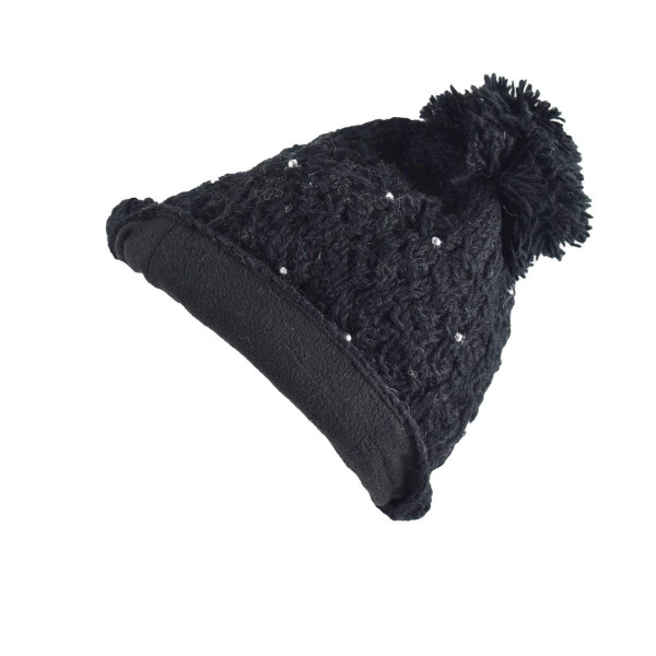 Bonnet Noir Hydra Laine avec Strass