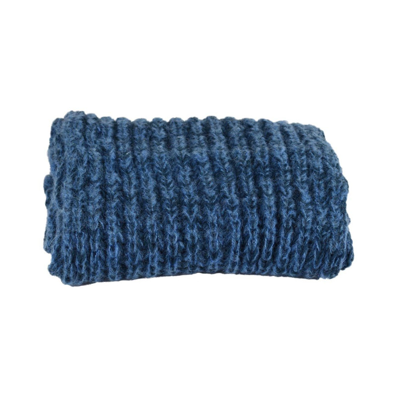 Écharpe Tube Laine et Mohair Bleu Pétrole