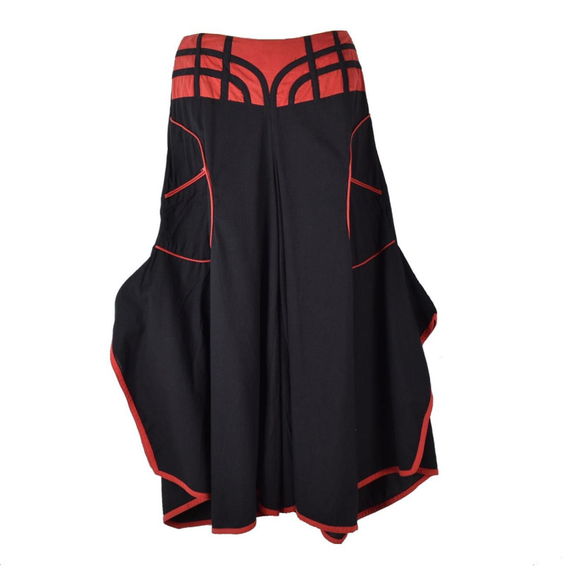 Jupe Culotte Uska Évasée Coton Artisanal Rouge