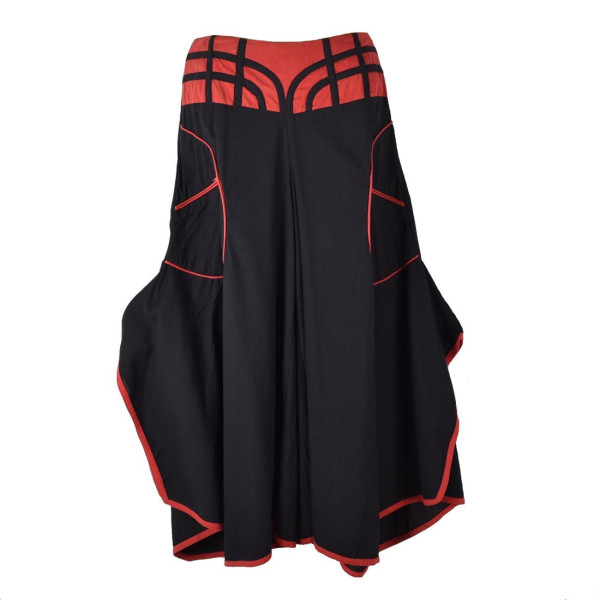 Jupe Culotte Uska Évasée Coton Artisanal Rouge
