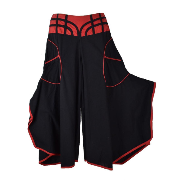 Jupe Culotte Uska Évasée Coton Artisanal Rouge