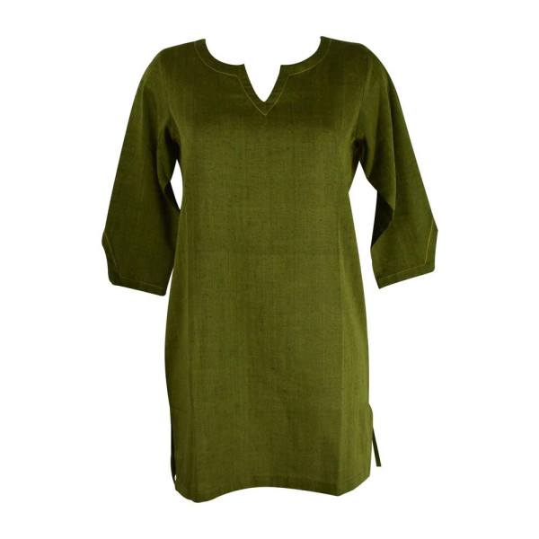 Tunique Khadi Coton Artisanal Vert Foncé