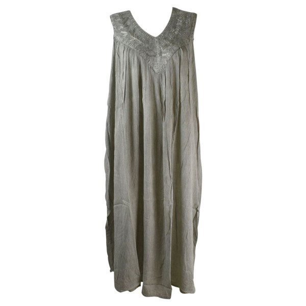 Robe Longue Ample Tusura Ton Uni Gris Clair