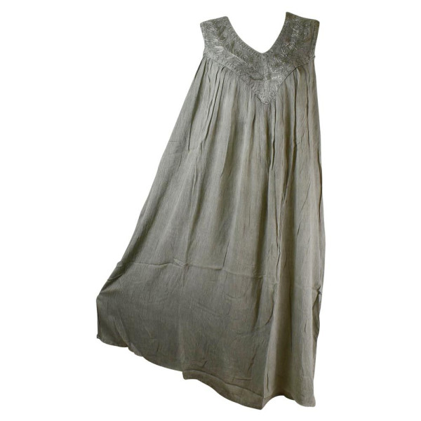 Robe Longue Ample Tusura Ton Uni Gris Clair