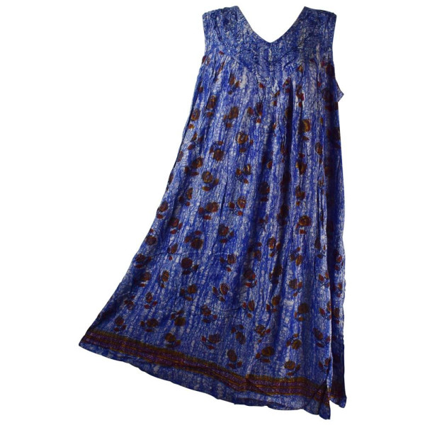 Robe Longue Grande Taille Banki Batik Bleu