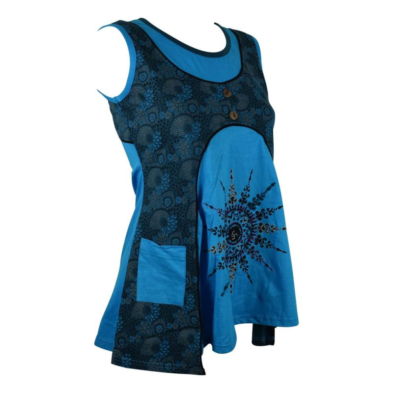 Haut Dabria Sans Manches Maille Jersey Bleu