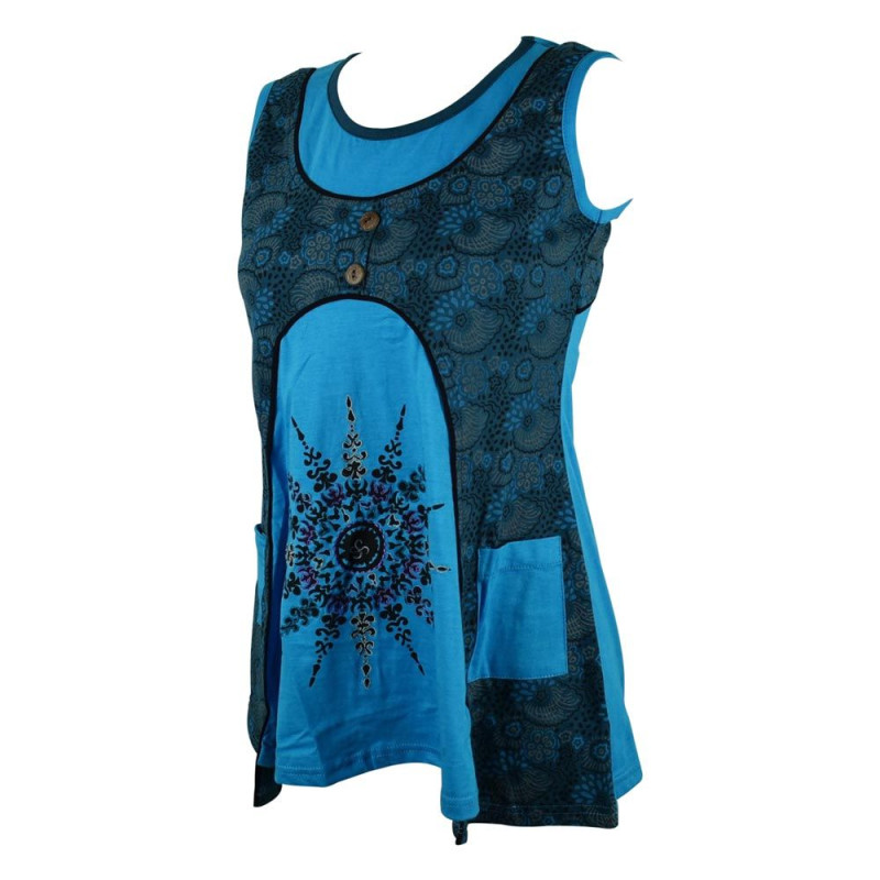 Haut Dabria Sans Manches Maille Jersey Bleu