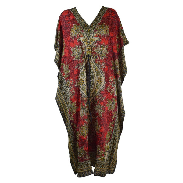 Caftan Long Rouge Motif Oriental