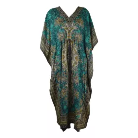 Caftan Long Petrole Motif Oriental