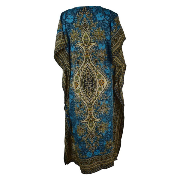 Caftan Long Turquoise Motif Oriental