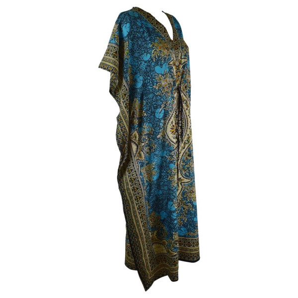 Caftan Long Turquoise Motif Oriental