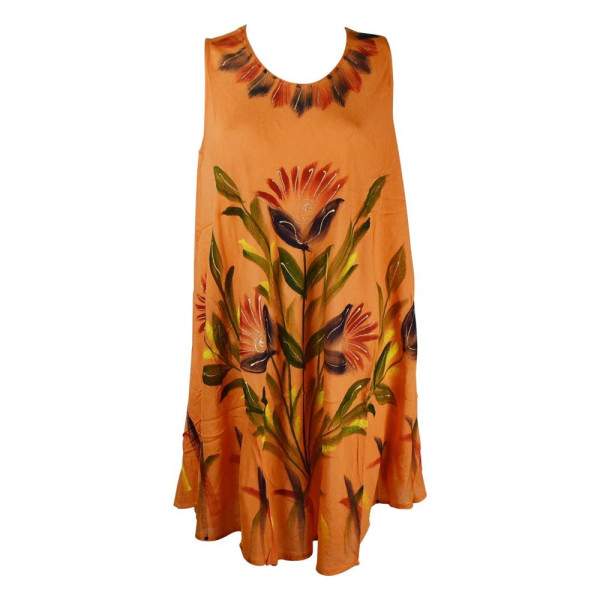 Robe Évasée Rengali Peint Motif Floral