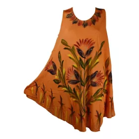 Robe Évasée Rengali Peint Motif Floral