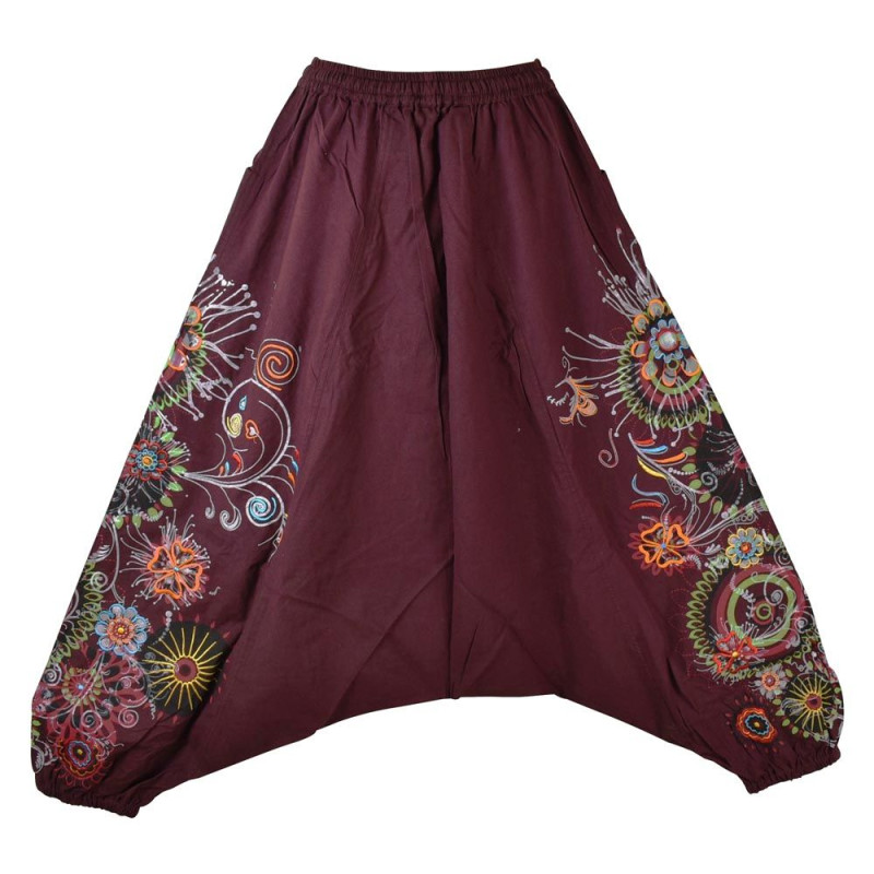 Sarouel Lehara Peint Brodé Marron