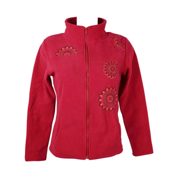 Veste Polaire Kaneri Broderie Fleur Rouge