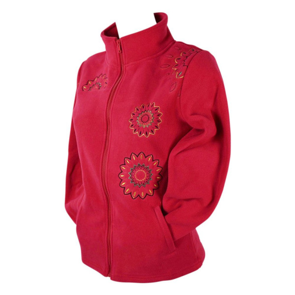 Veste Polaire Kaneri Broderie Fleur Rouge