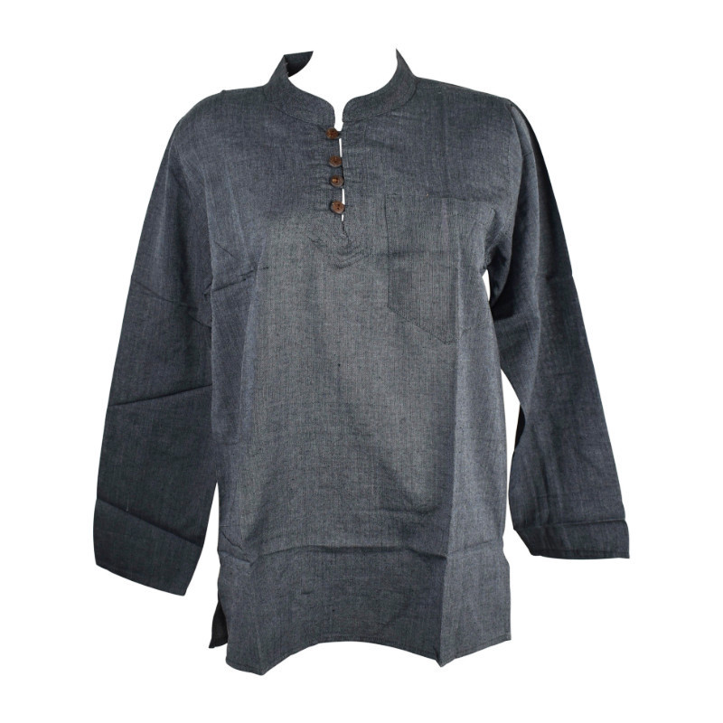 Chemise Homme Coton Khadi Gris Chiné