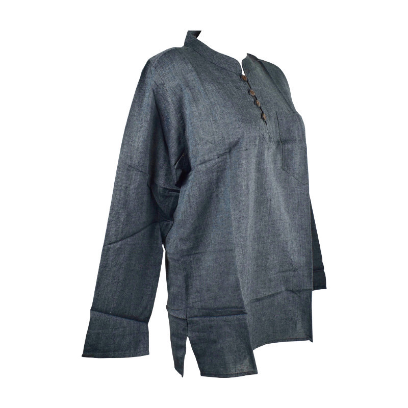 Chemise Homme Coton Khadi Gris Chiné