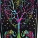 Tenture Eléphants Tree BC23-22 Multicolore