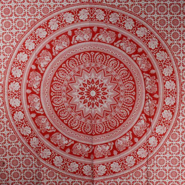 Tenture Mandalas Éléphants BC23-42 Rouge