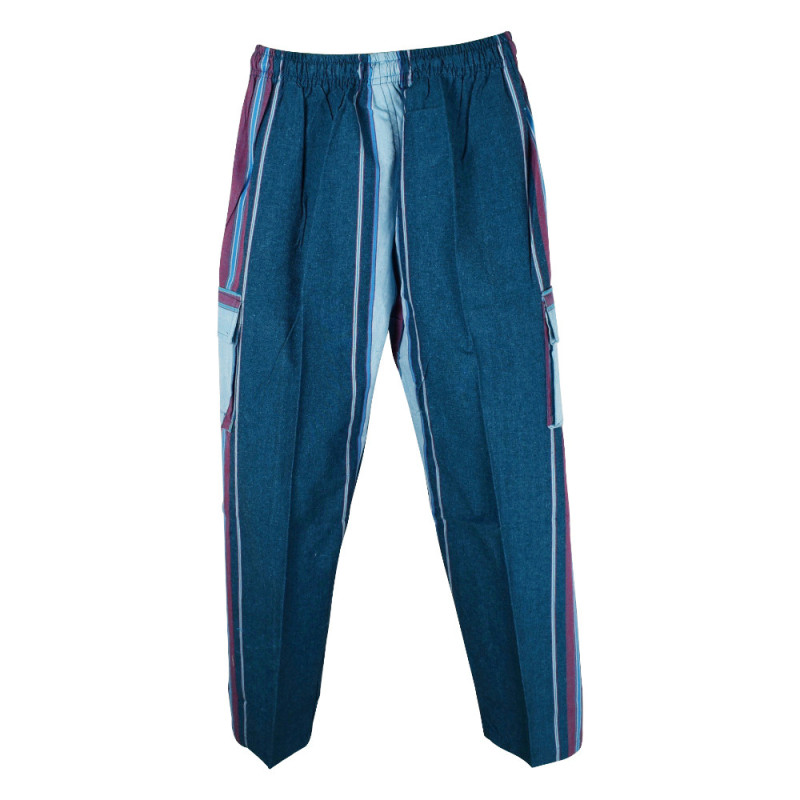Pantalon Coton Artsanal Khaddar du Népal Bleu