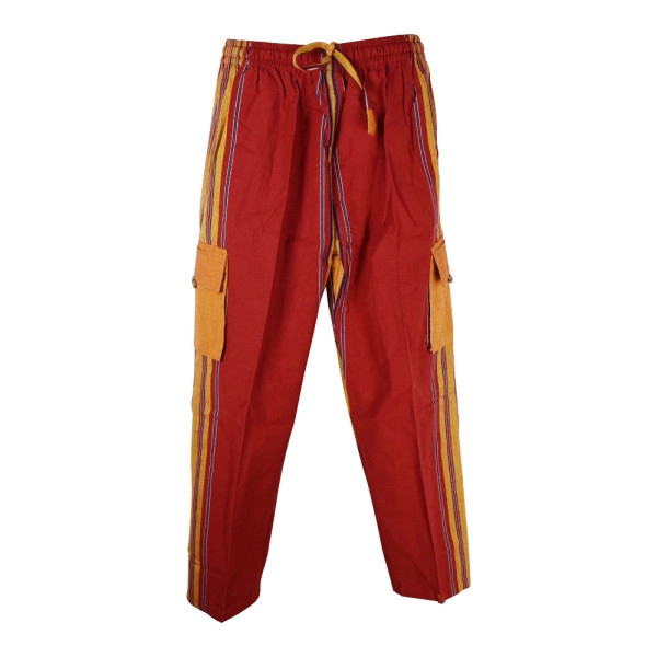 Pantalon Coton Artsanal Khaddar du Népal Rouge