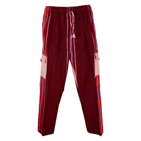 Pantalon Artsanal Khaddar du Népal Bordeaux