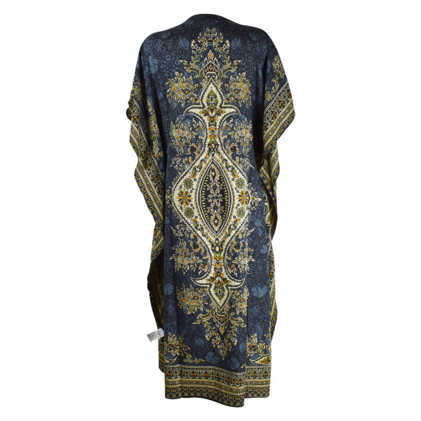 Caftan Long Gris Motif Oriental