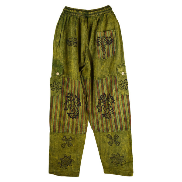 Pantalon Coton Fin Tangla Délavé Vert