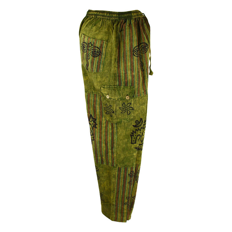 Pantalon Coton Fin Tangla Délavé Vert