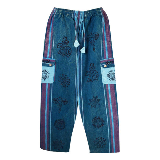Pantalon Pokhar Coton Ethnique Bleu